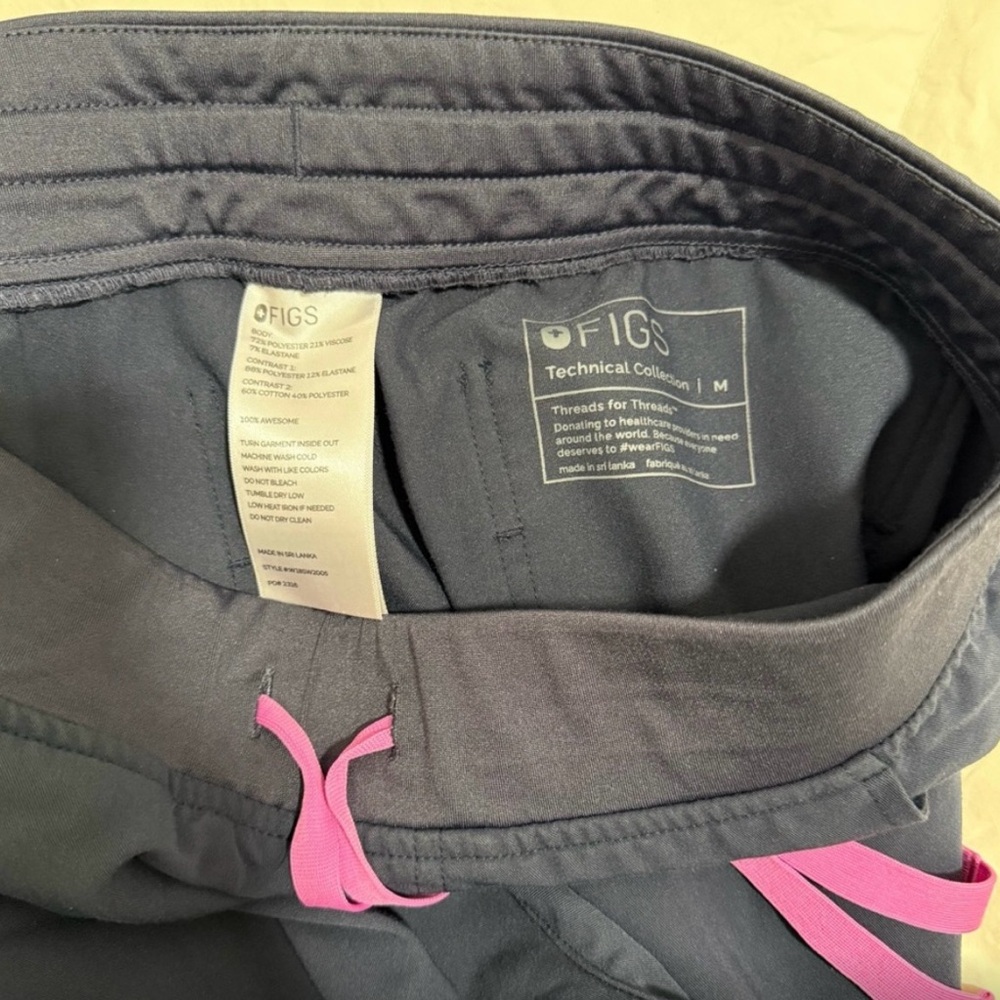 Figs Night Sky Scrub Pants with Pink Accents